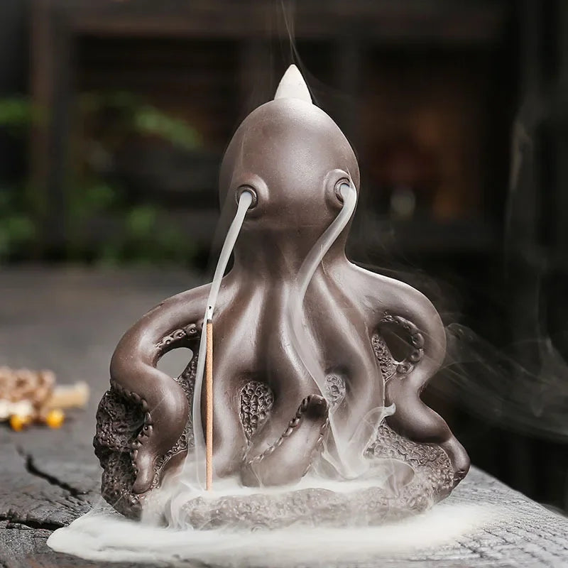 Purple Clay Octopus Backflow Incense Burner