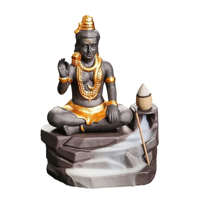 Shiva Buddha Purple Clay Backflow Incense Burner