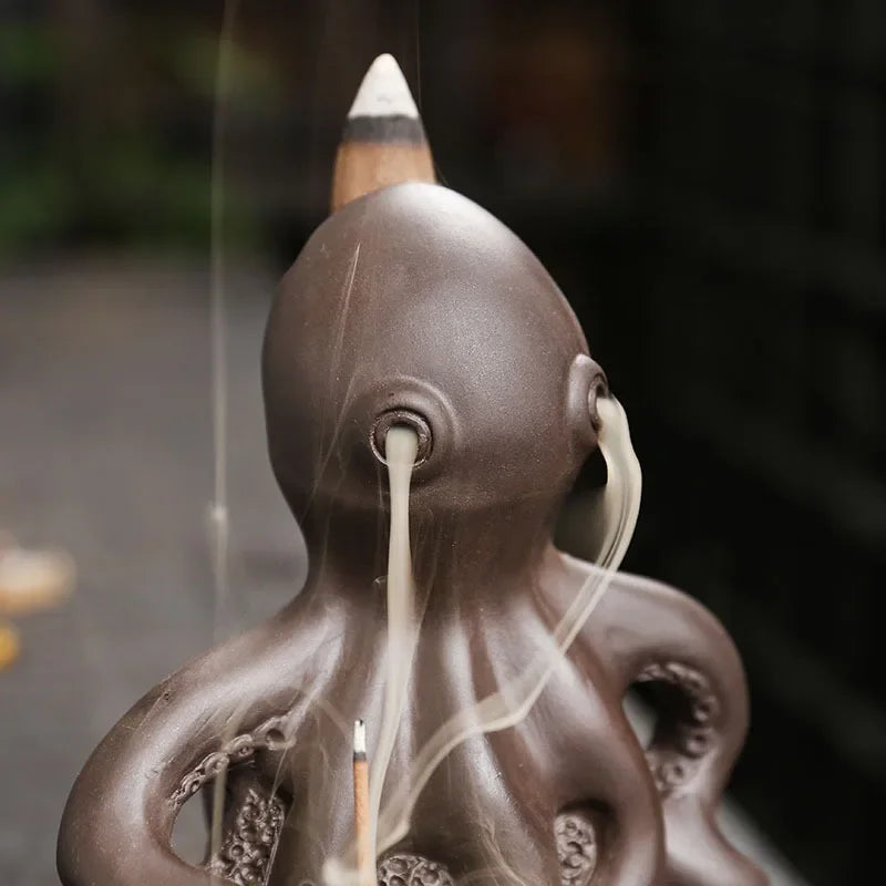 Purple Clay Octopus Backflow Incense Burner